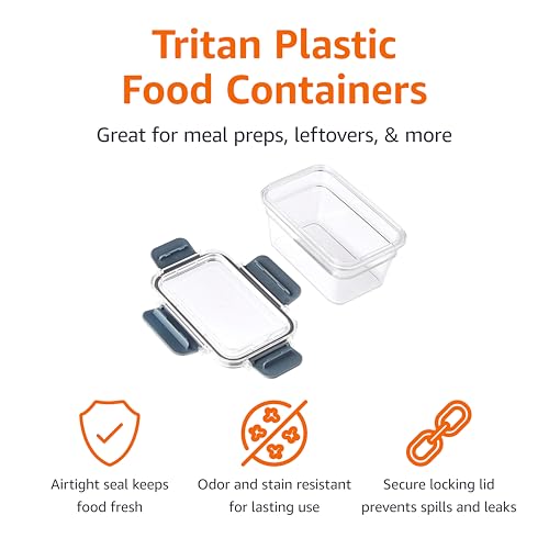 Tritan Plastic Food Storage Containers with Airtight Locking Lids (22 Pieces)