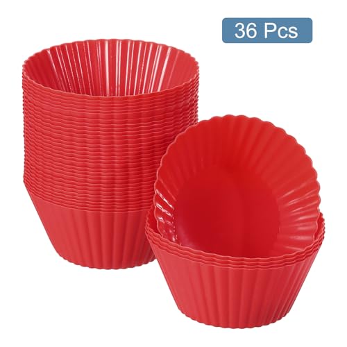 36Pcs Silicone Cupcake Liners (Red / 2")