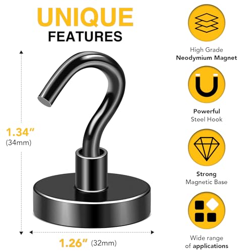Magnetic Hooks (Black / 1.26in)