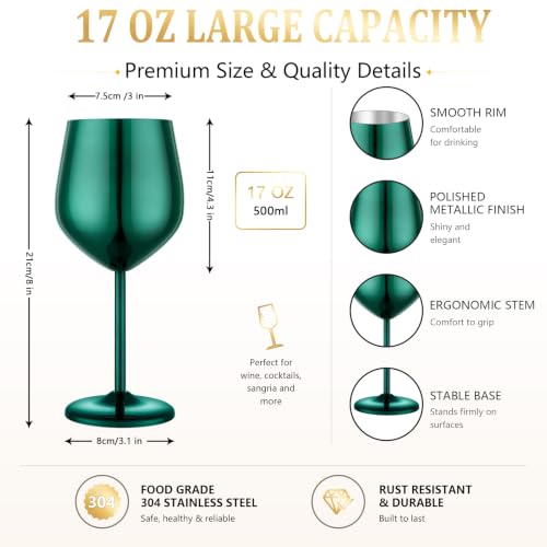 Unbreakable Stainless Steel Wine Glasses Set of 4 (4 Count)