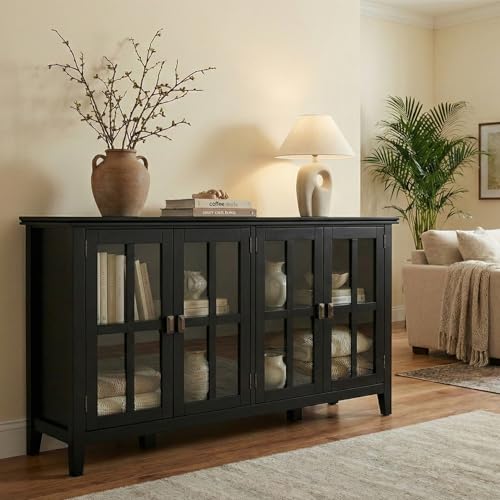 Artisan 66" Wide Solid Wood Sideboard Cabinet in Black (Black / 66 inch)