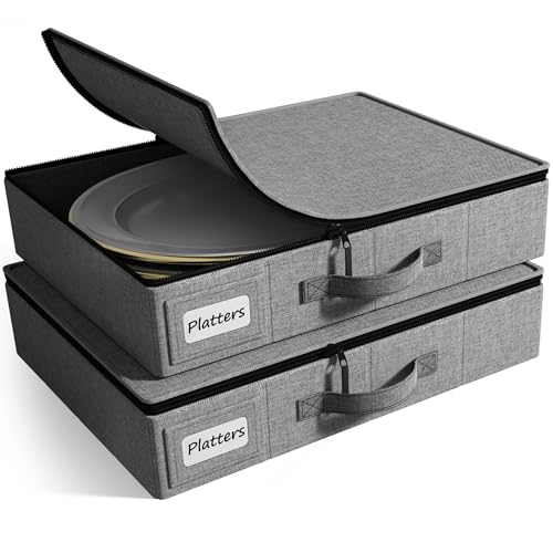 Platter Storage Case for Dinnerware (Gray / 2 Piece Platter Storage)