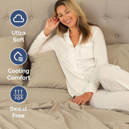 Short Queen Size 4 Piece Bed Sheet Set (38 - Heathered Beige / Short Queen)