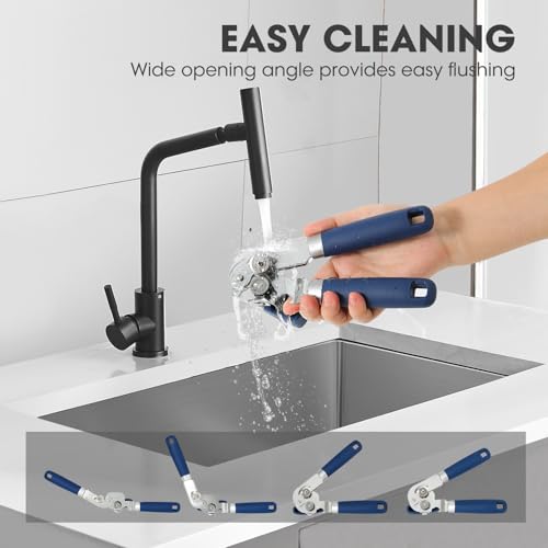 Manual Can Opener Hand Held with Magnet for Home Kitchen (Blue)