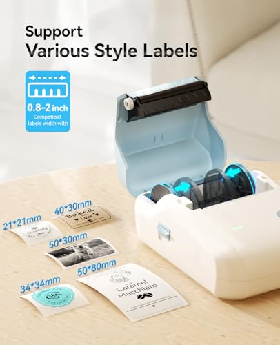 B1 Label Maker Machine with 3 Roll Tapes (Light Blue / Printer+ 3 Tapes)