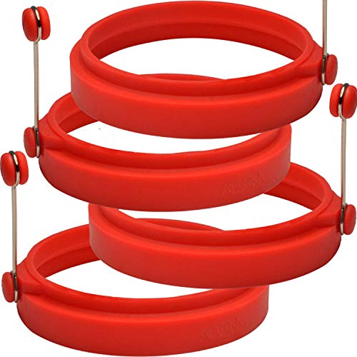 Professional 4 Inch Silicone Egg Ring (Red 4-Pack)