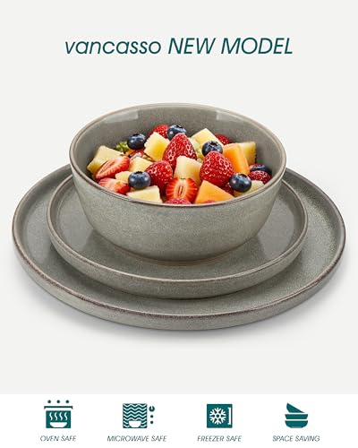 ANYA 18 Pieces Plates and Bowls Set (Stone Gray / 18 Pcs (Service for 6))