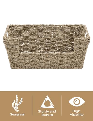 Pantry Baskets for Organizing (Natural(Seagrass) / 13 ½"L x 10 ¾"W x 5"H)
