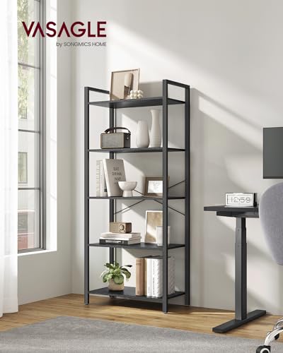 5 Tier Bookshelf (Ebony Black + Ink Black / 5 Tiers (11.8"D x 26"W) / Without Back Panels)