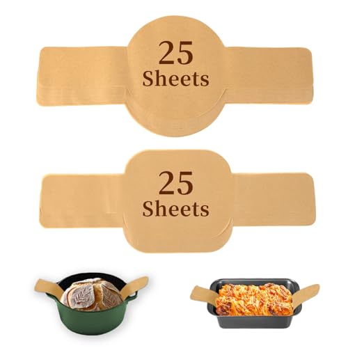 8" Round Sourdough Bread Sling for Dutch Oven 50 Sheets (Unbleached / 50-Round and Oval)