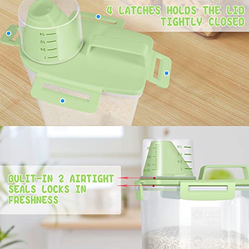 Rice Container Cereal Storage Container 2 Pack 5 Lbs (Green 3+3Qt)