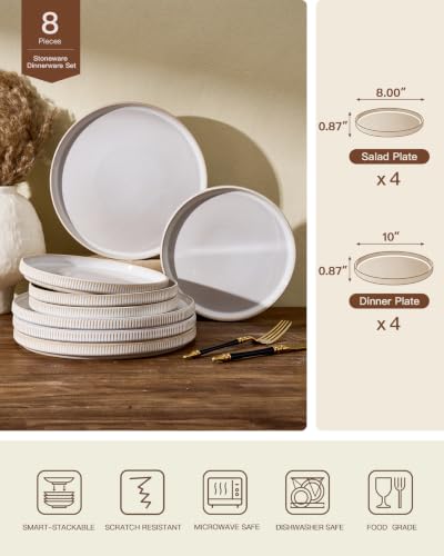 Ceramic Dinnerware Sets for 4 (Cappuccino White)