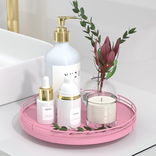 10 Inch Oak Lazy Susan Vanity Tray (Pink / 10)