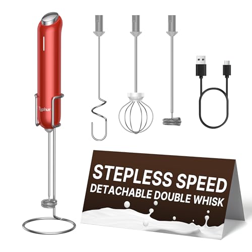 InstaWhisk Milk Frother with Variable Speed (Red / Rechargeable)