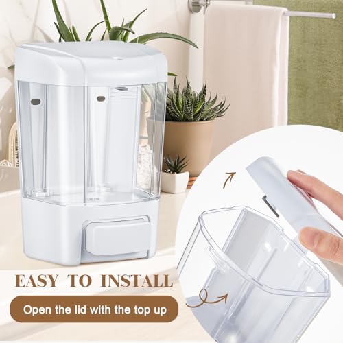 6 Pcs Wall Mounted Soap Dispenser (White / 27 oz 800 ml)