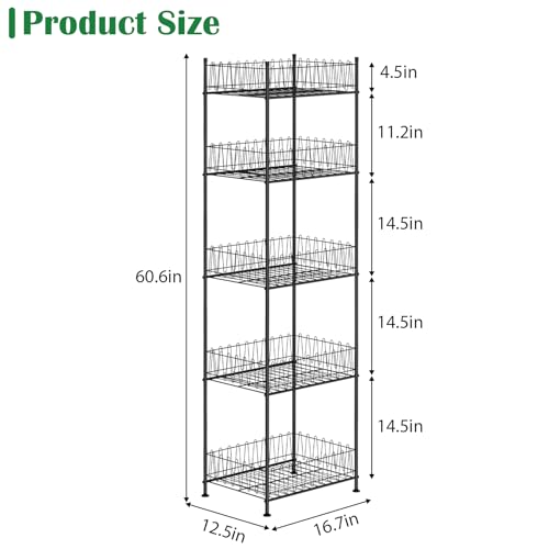 5 Tier Water Bottle Storage Rack Freestanding Metal Water Bottle Holder Shelf Organizer Drink Beverage Soda Can Organizer Storage Rack Bottled Water Stand for Floor Pantry Kitchen Food Storage