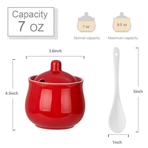7 OZ Ceramic Sugar Bowl with Lid and Spoon