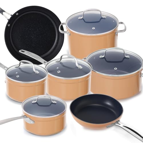 12pc Forged Lightweight Cookware Set (Apricot Orange (G10))