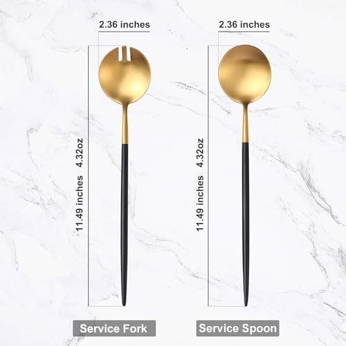 Black Gold Salad Serving Utensils (Black/Gold)
