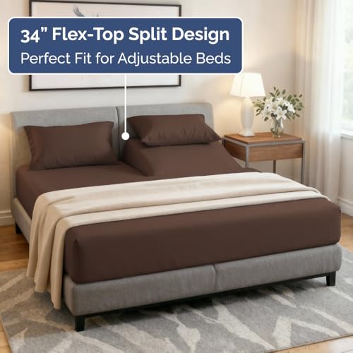 Flex Top Split Head King 4 Piece Sheet Set (09 - Brown / Split Head/Flex Top)