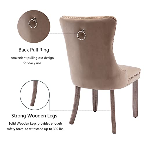 Khaki Velvet Dining Chairs Set of 4 (Khiki)