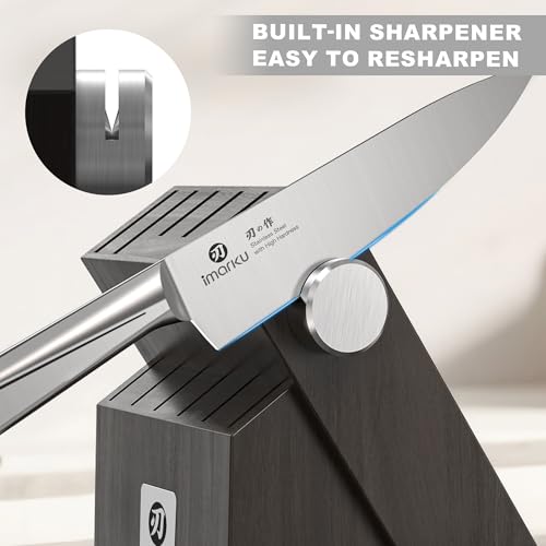 Japanese High Carbon Stainless Steel Knife Set with Block (Silver Gray)