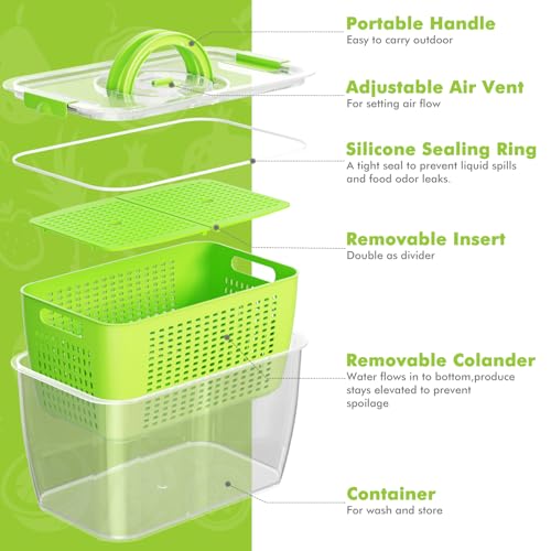 Produce containers for fridge (3pack green)