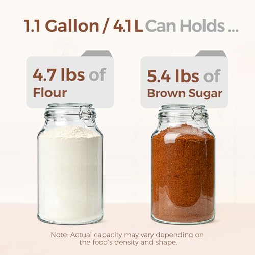 Large Glass Jars with Airtight Lids 1.1 Gallon 2 Pack Wide Mouth (138oz*2)