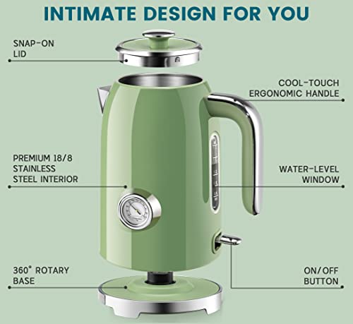 57oz Electric Kettle with Thermometer (Retro Green)
