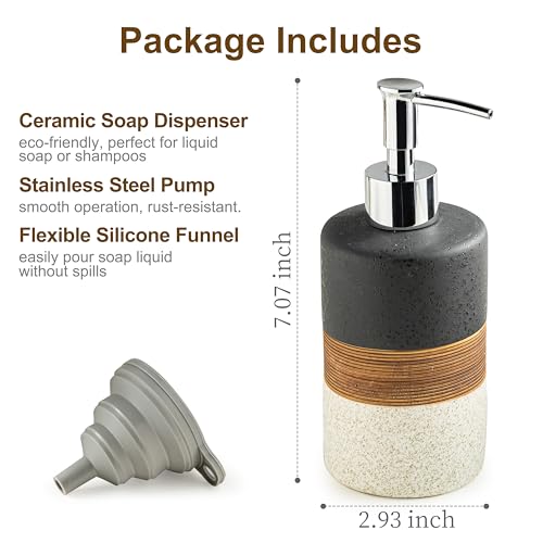 Ceramic Dish Soap Dispenser for Kitchen (Black and White / 1xSoap Dispenser)