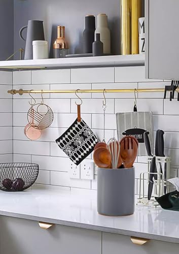 Ceramic Kitchen Utensil Holder for Countertop Organizer 6.4" Gray (Gray)
