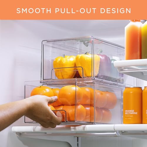 Clear Storage Drawers for Refrigerator (6 Pack / Large)