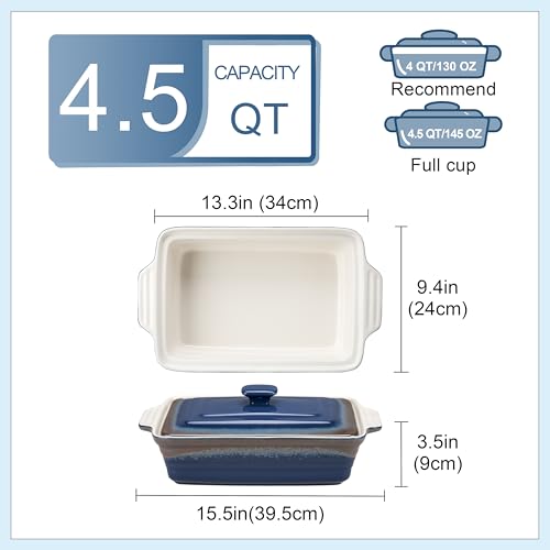 4.5 Quart Ceramic Casserole Dish with Lid