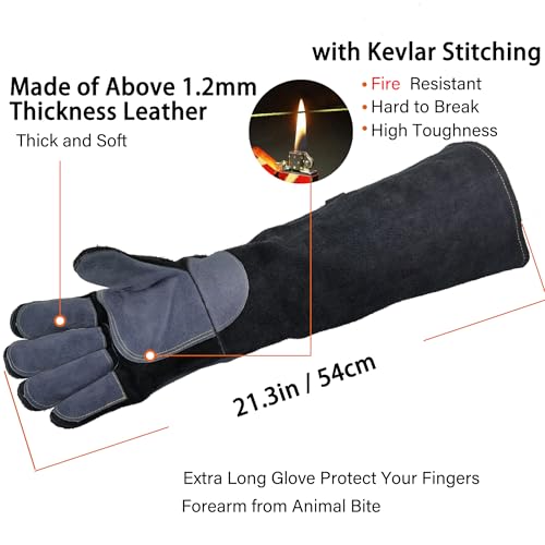21.3 In Gloves for Animal Handling (Medium (Pack of 1) / Black)
