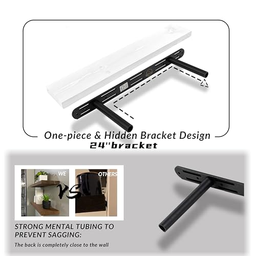 Floating Shelves 2 inch Thick for Wall Set of 2 (White / 24'' x 8''x 2''(set of 2）)