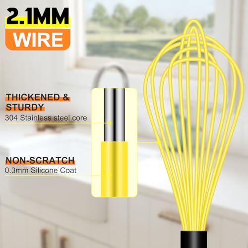 4 Pieces Silicone Whisks Set (Red,Yellow,Blue,Purple)