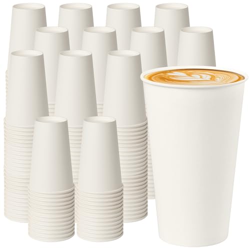 16 oz 500 Pack White Disposable Paper Coffee Cups (White / 16 oz)