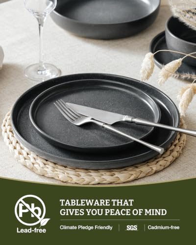 Milkyway 16 Piece Dinnerware Set with Mugs (Matte Dark Charcoal / Service for 4 (Include Mugs))