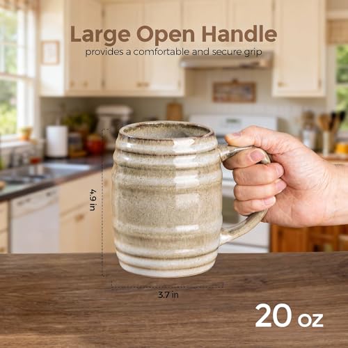 20oz Large Coffee Mugs Set of 4 (Oatmeal / Set of 4(20oz))