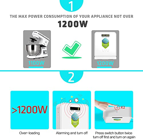 Step Down Transformer 220V to 110V 1200W Use US Appliances to Europe (1200W-220V to 110V)