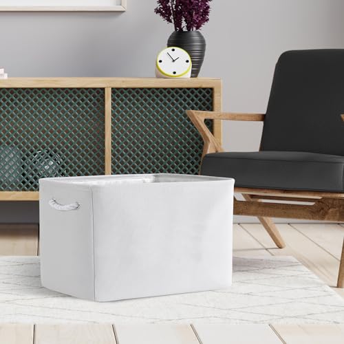 Organization and Storage Basket for Shelves (White Color / 3PCS/Extra Jumbo - 20.5Lx15.7Wx13.8H)
