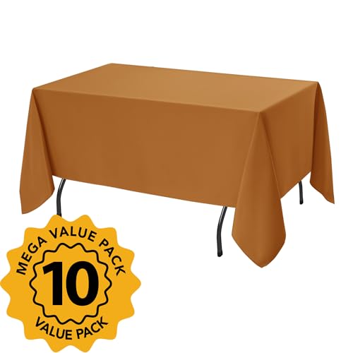 10 Pack Bronze Tablecloths for Rectangle Tables (Bronze / 60x120 In, 10 Pack)