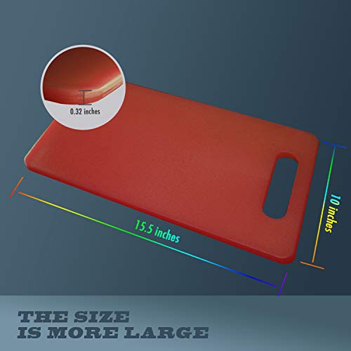 Plastic Utility Cutting Board with Handles (Red)