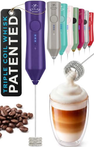 Rechargeable Milk Frother Handheld (ZK Dynamic Tornado Purple / Rechargeable Z1 Motor Max)
