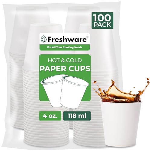 Coffee Cups 4 oz [100 Pack] Disposable Paper Cups for Mouthwash Cups (4 oz)