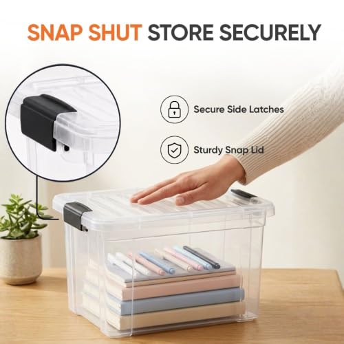 4.75 Quart Clear Plastic Storage Boxes with Lids (4.7 Quart)
