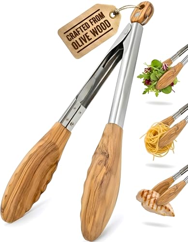 Olive Wood Tongs for Cooking (12 Inch)