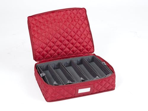 Flatware Storage Case with Removable Trays (Red Quilted Polyester / 15.5 x 11.5 x 3.5)