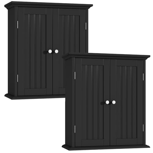 Bathroom Wall Cabinet Set of 2 (Black / 8.8"D x 21.1"W x 24"H (2 pack))