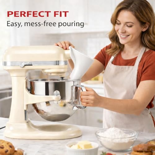 Flour Funnel for Kitchen Aid Mixer (Long-Red)